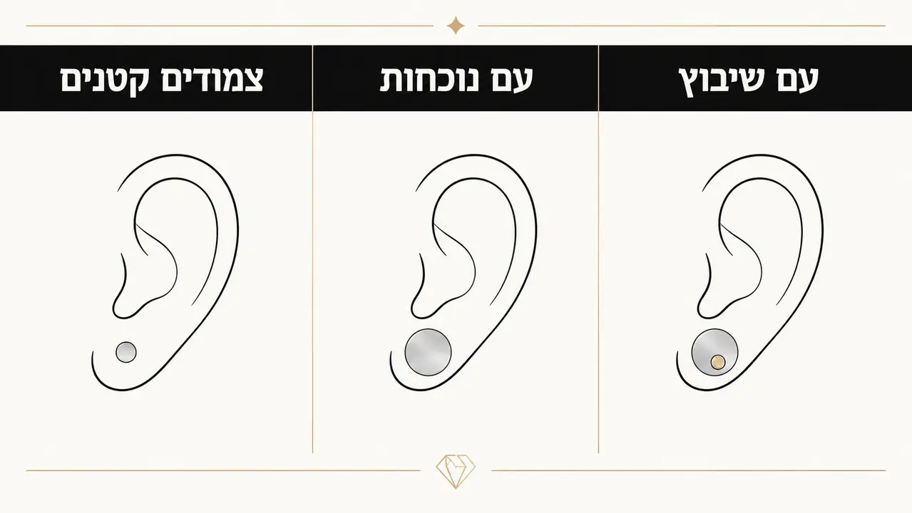 מה ההבדל בין עגילים צמודים קטנים לעגילים צמודים עם נוכחות?